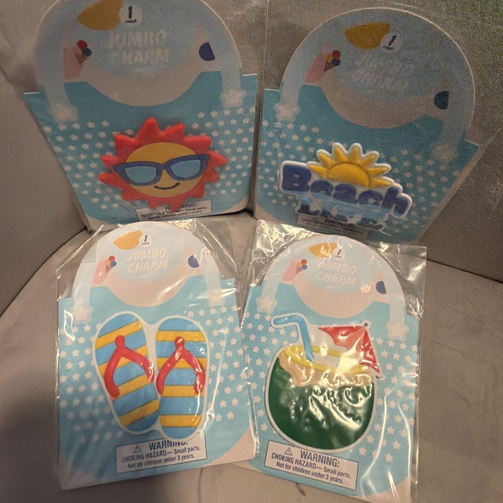4 Jumbo Charms for Bogg Tote Bags - Sandal, Sun, Drink & Beach Life Set‎ of 4